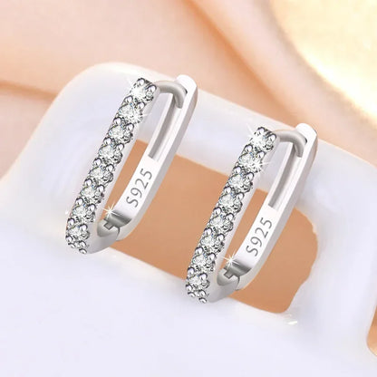 925 Sterling Silver Crystal Fashion Hoop Earrings